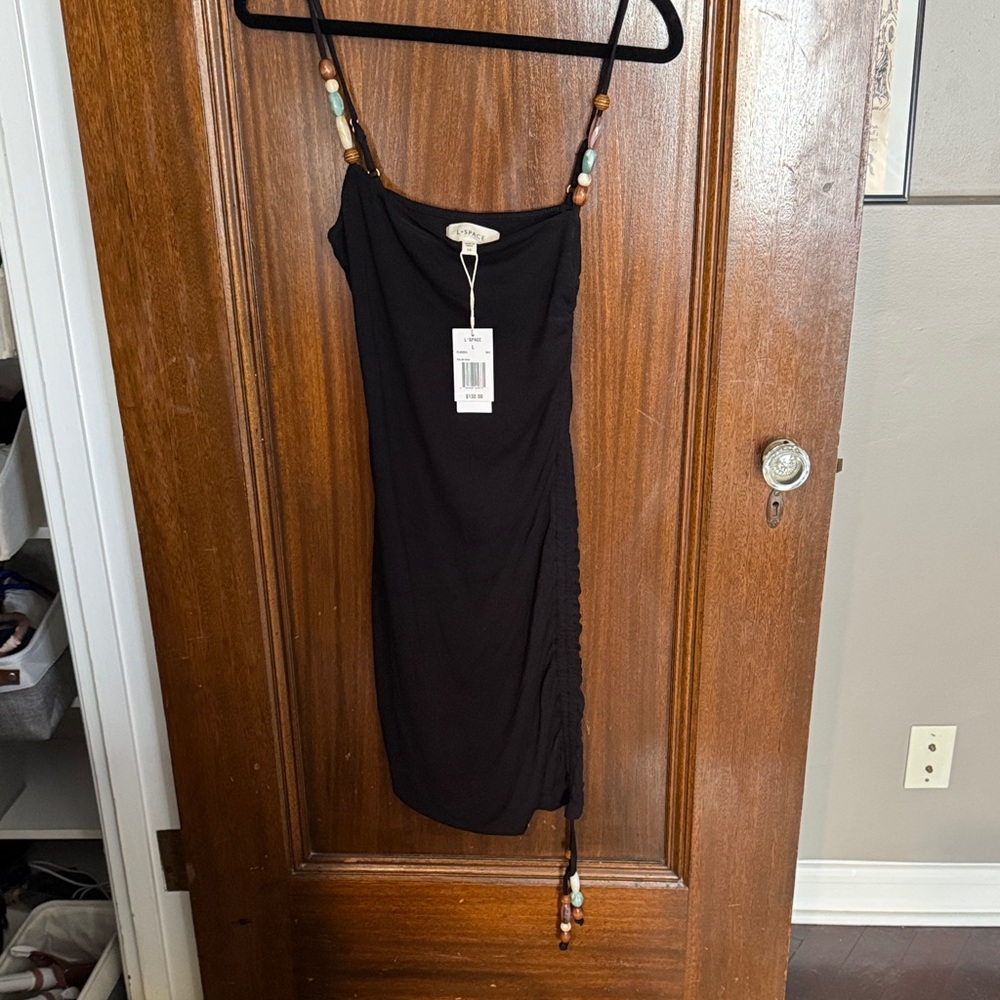 L*Space Black Mini Dress with Beaded Straps